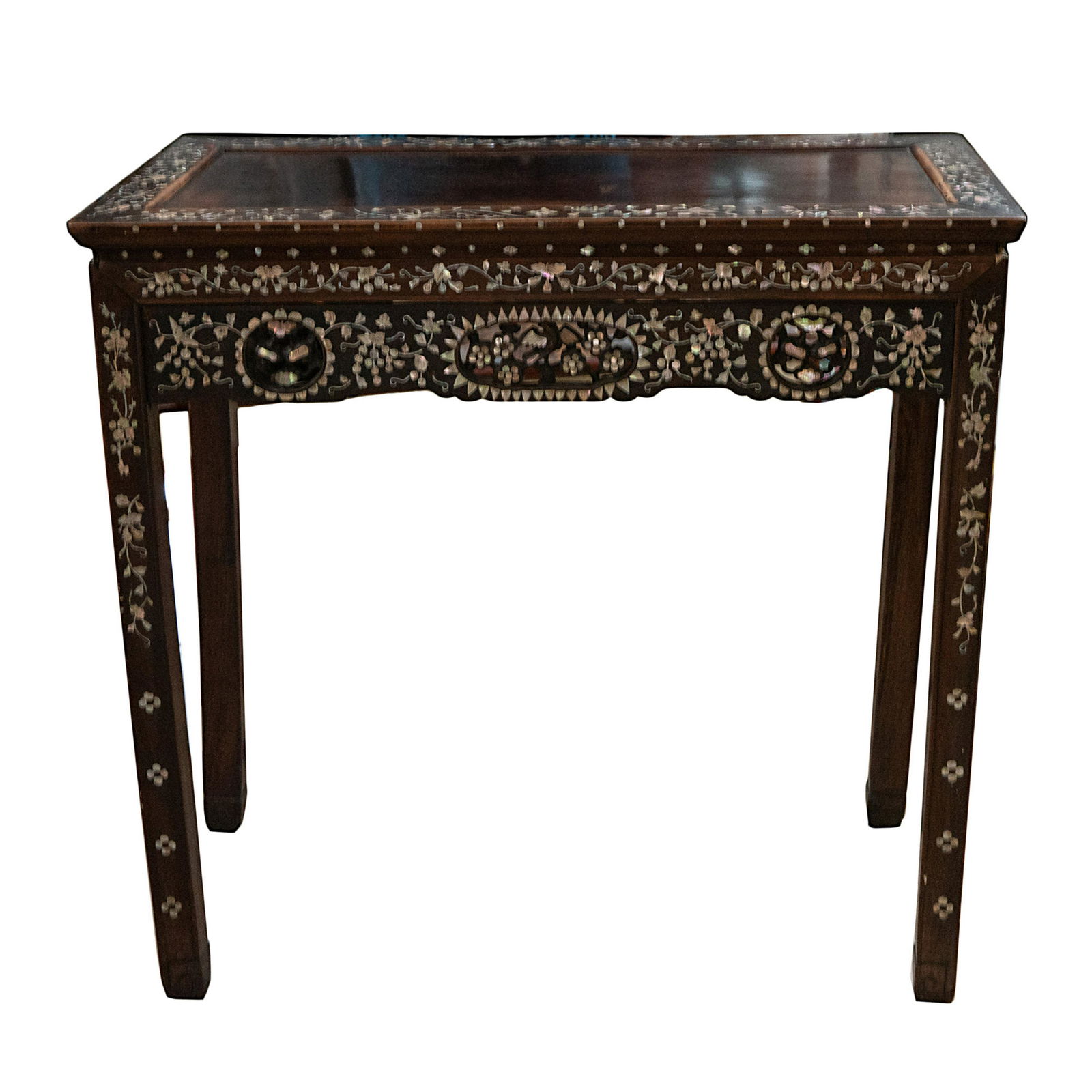 Chinese Rose Wood Inlayed Alter Table (1 of 4)