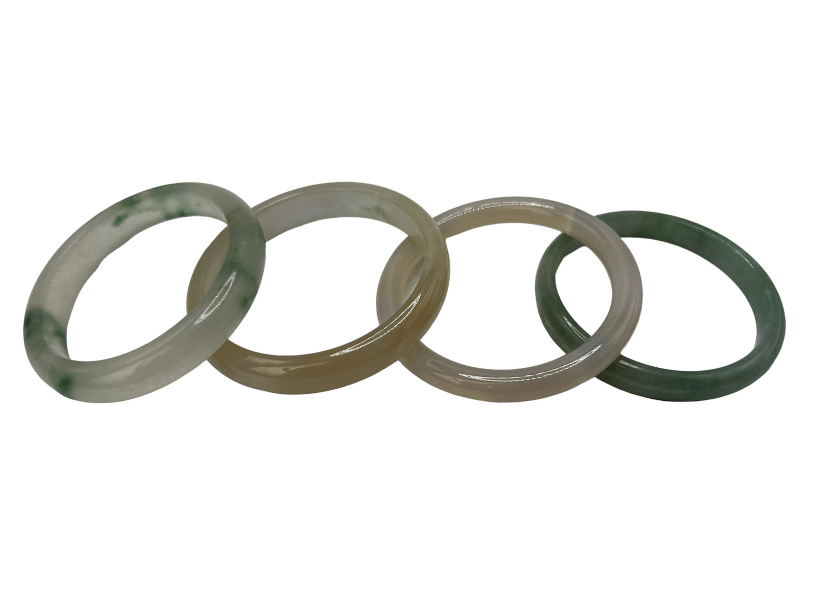 Group Of 4 Jade / Green Stone Bangles (1 of 6)