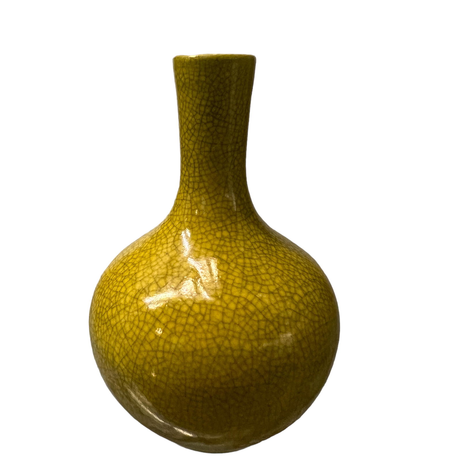 Chinese Mini Yellow Crackled Glazed Vase (1 of 4)