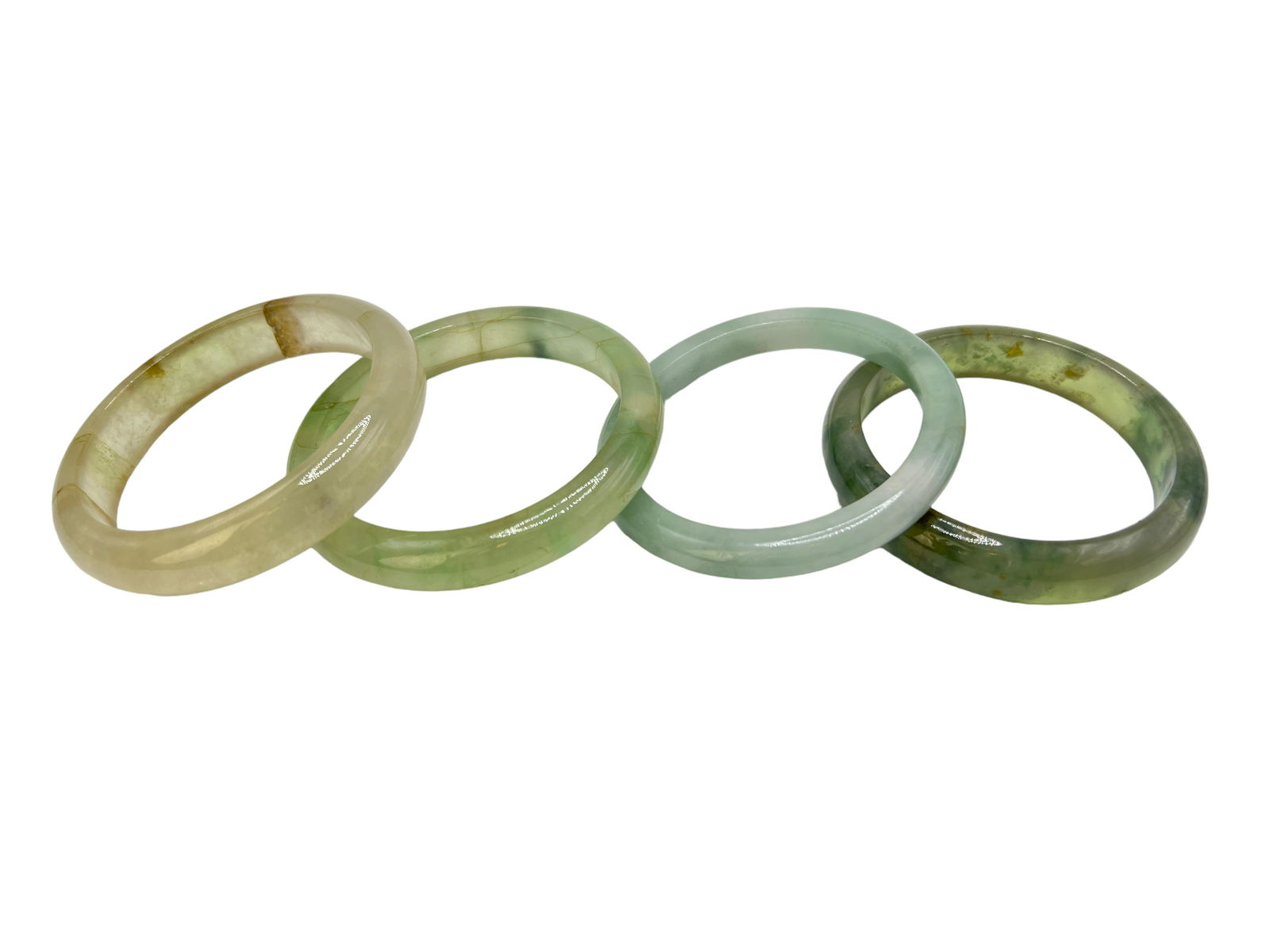 Group Of 4 Jade / Green Stone Bangles (1 of 6)