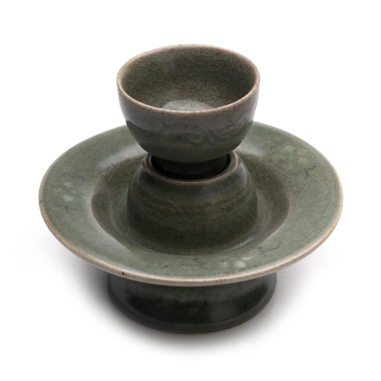 Korean Celadon Cup and Saucer, Goryeo Dynasty (1 of 10)