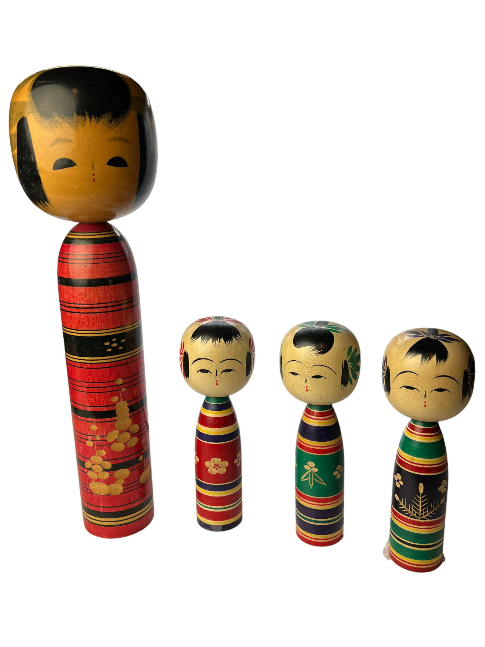 Four Japanese Hand-Painted Togatta Kokeshi Dolls (1 of 3)