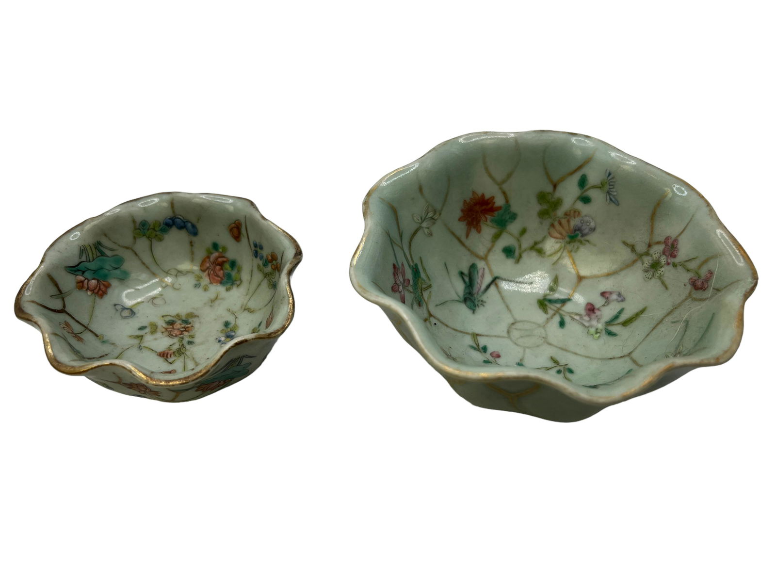 Two Chinese Celadon Glazed Famille Rose Dishes (1 of 11)
