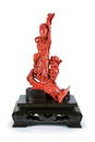 Orange red coral Fairchild worshiping Guanyin carv