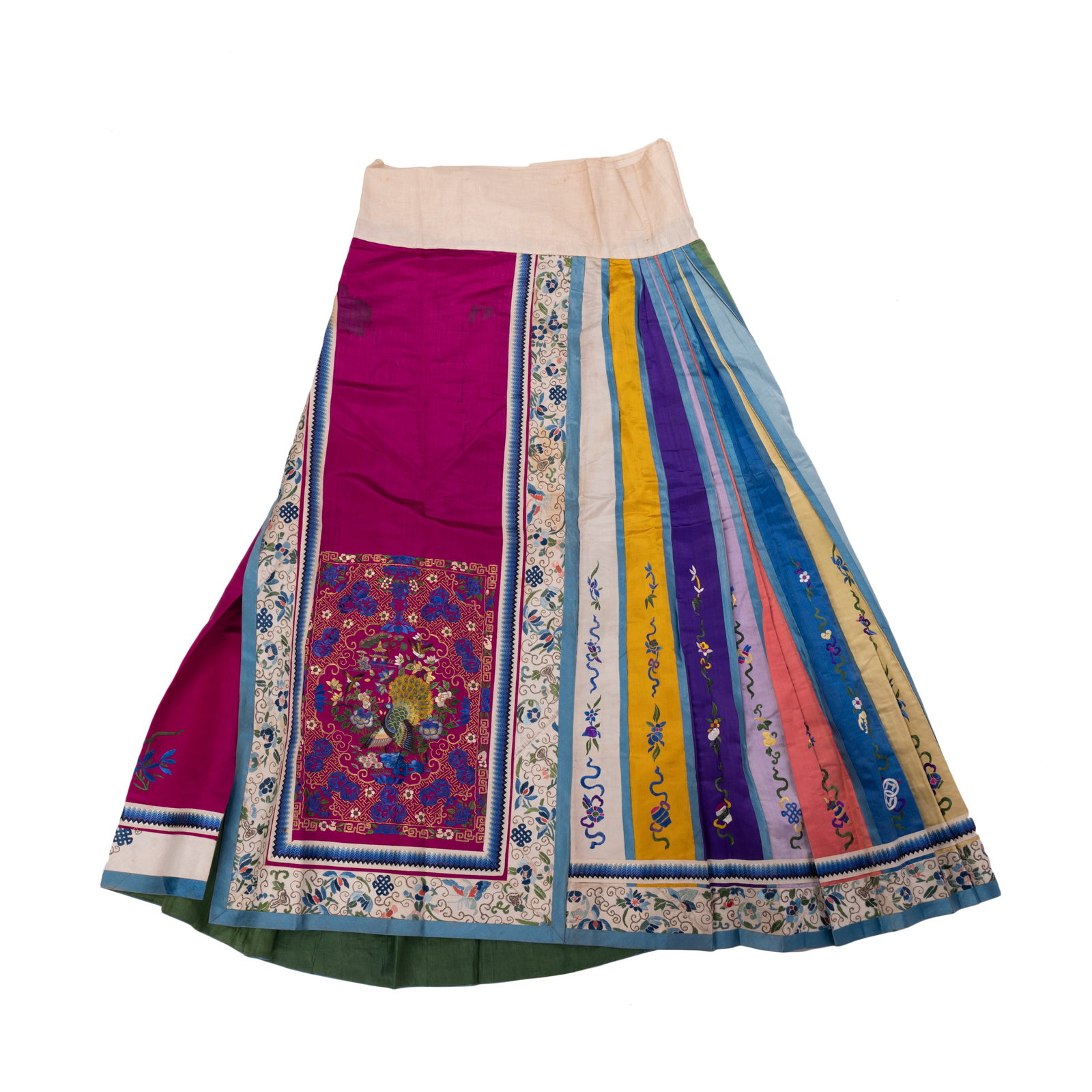 Chinese Silk Embroidery Skirt: H : 39 in ( 99.06 cm ) W : 53 in ( 134.62 cm )