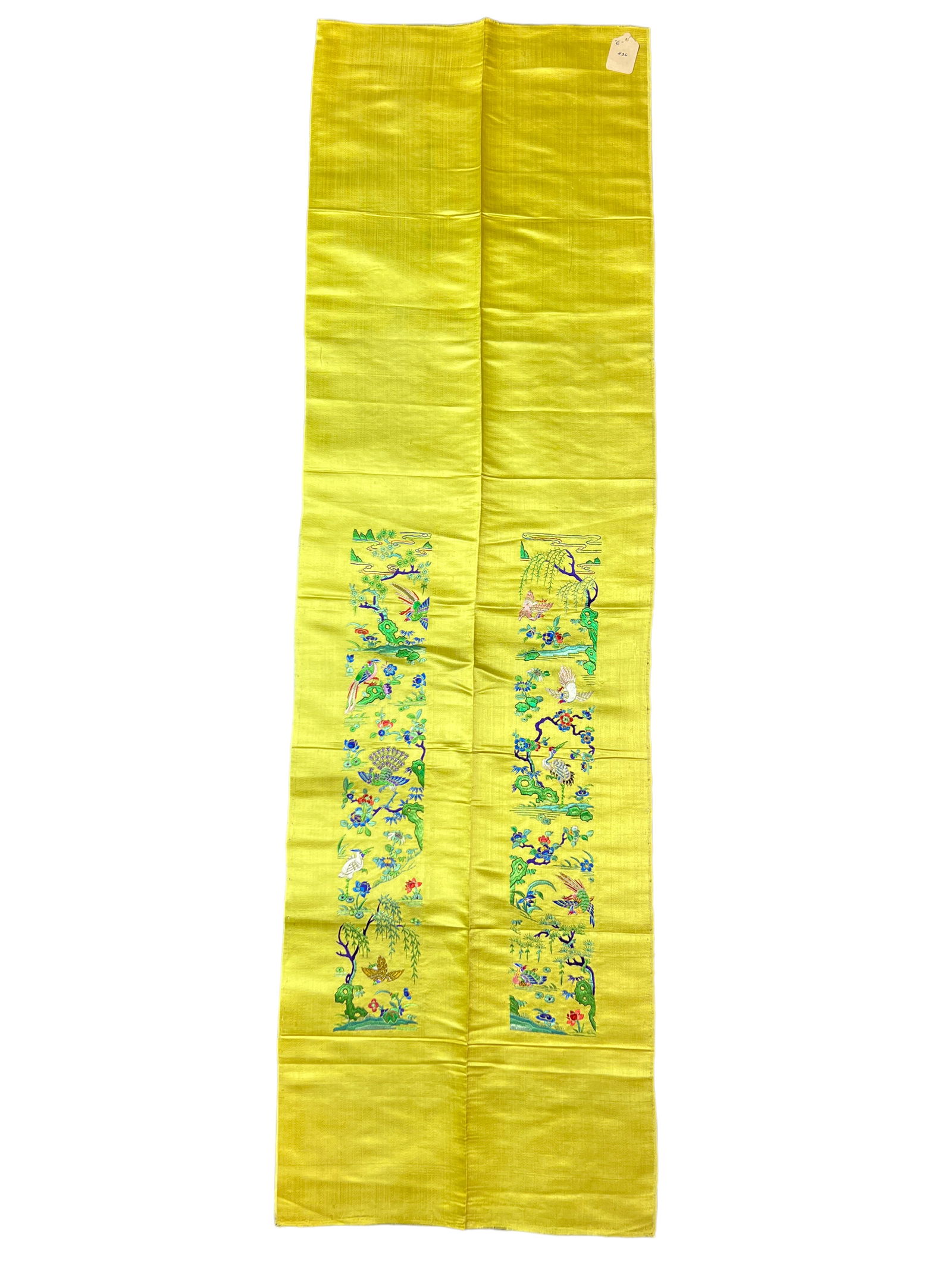 Chinese Yellow Silk Embroidery Panel (1 of 3)