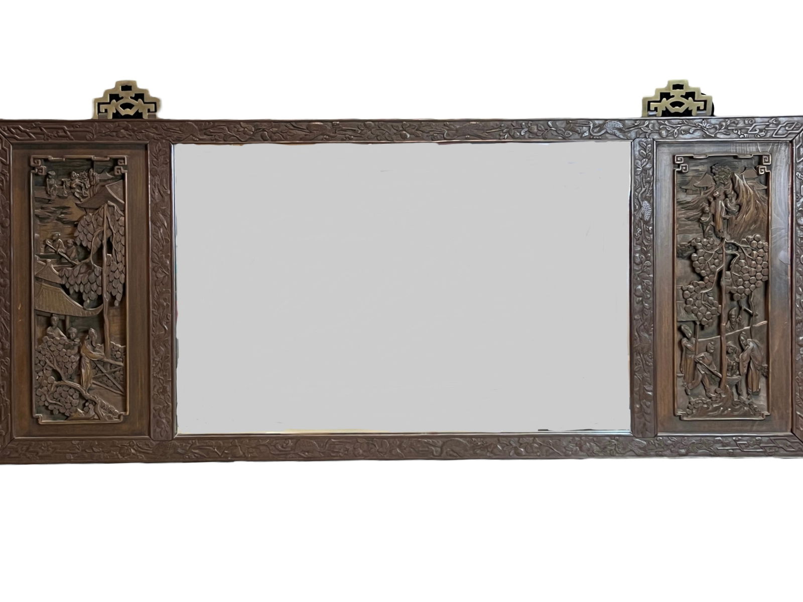 Chinese Carved Wood Mirror, Wall Hanging (1 of 5)