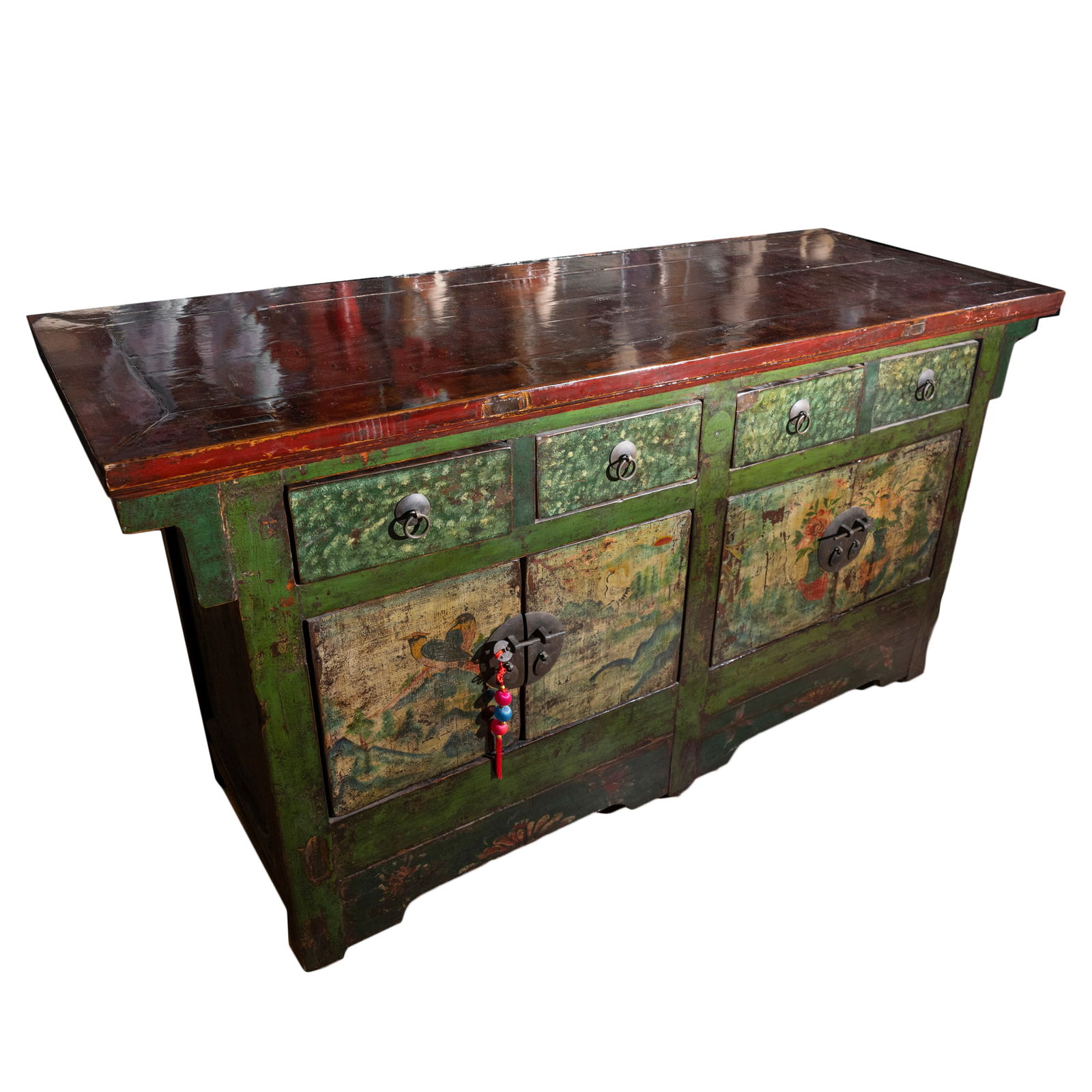 Chinese Lacquer Painted Console Table Cabinet (1 of 7)