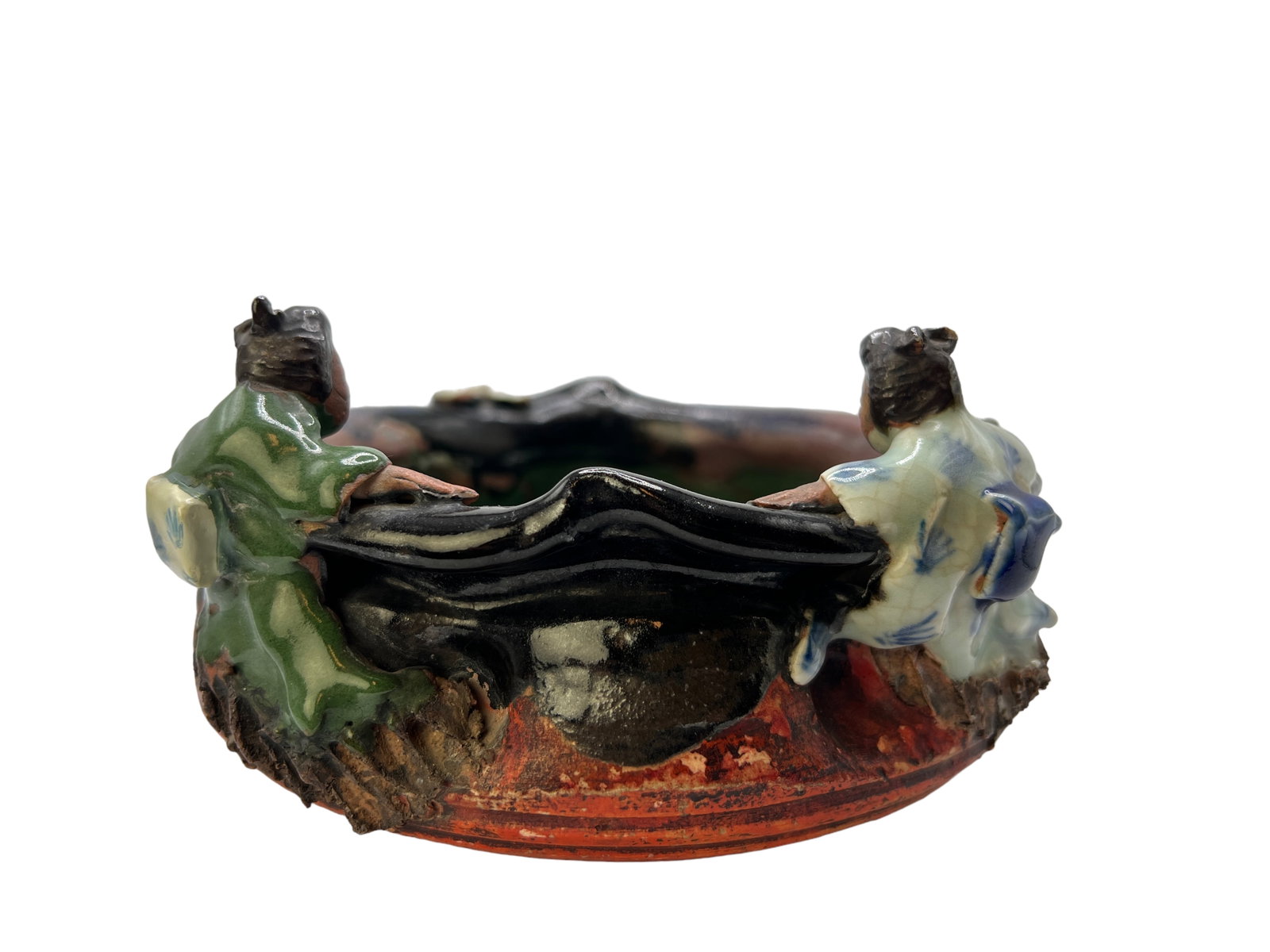 Japanese Sumida Gawa Pottery Bowl. Ishiguro Koko: Provenance: Property from the Saul Brandman Foundation. Beverly Hill, California. Bowl in red tone Sumida pottery fabrication, circa Meiji period. Country of origin: Japan. Thisbowl has a multi-color 
