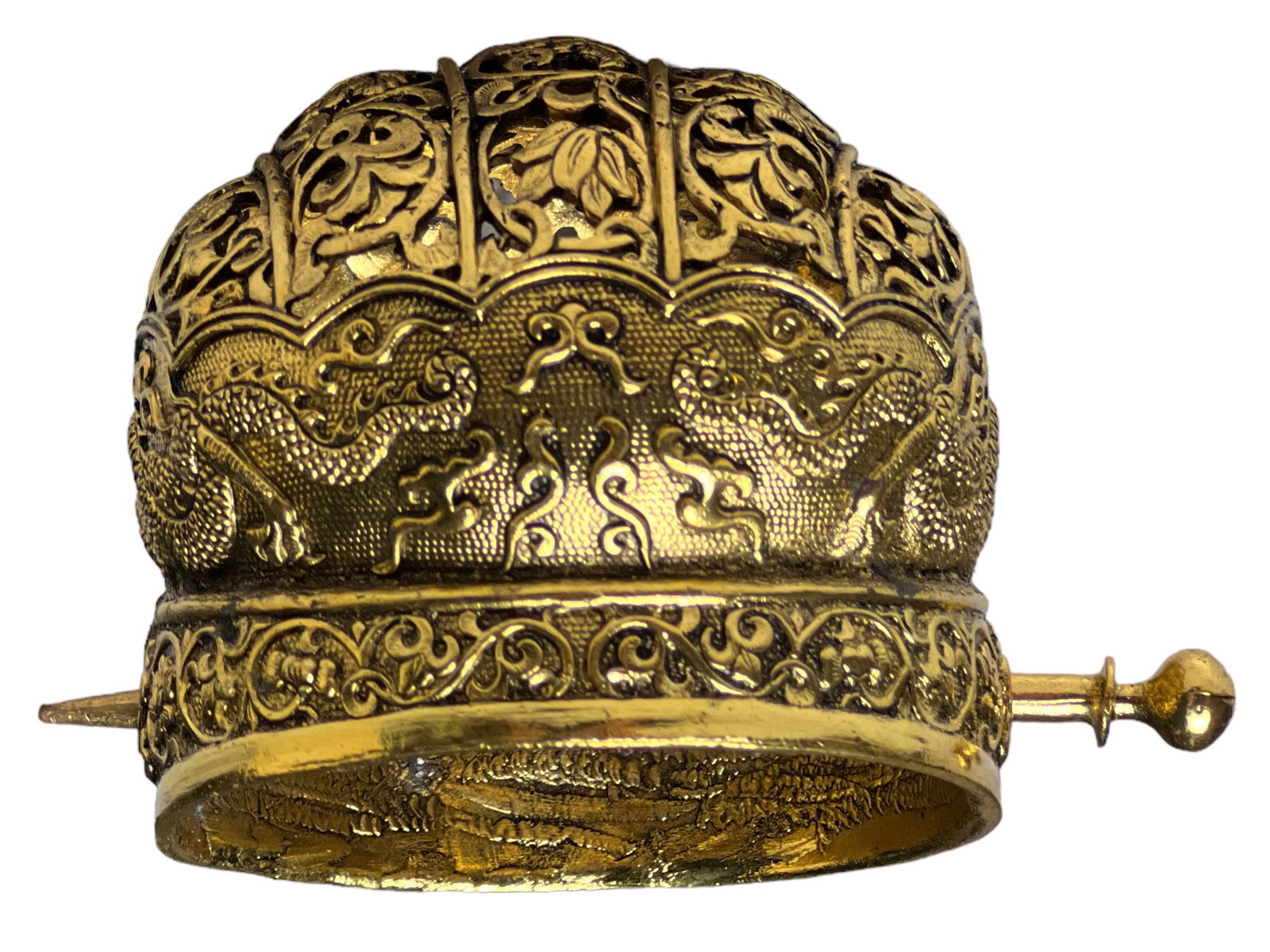 Copper Gilt Dragon imperial crown Cap Hat Statue (1 of 7)