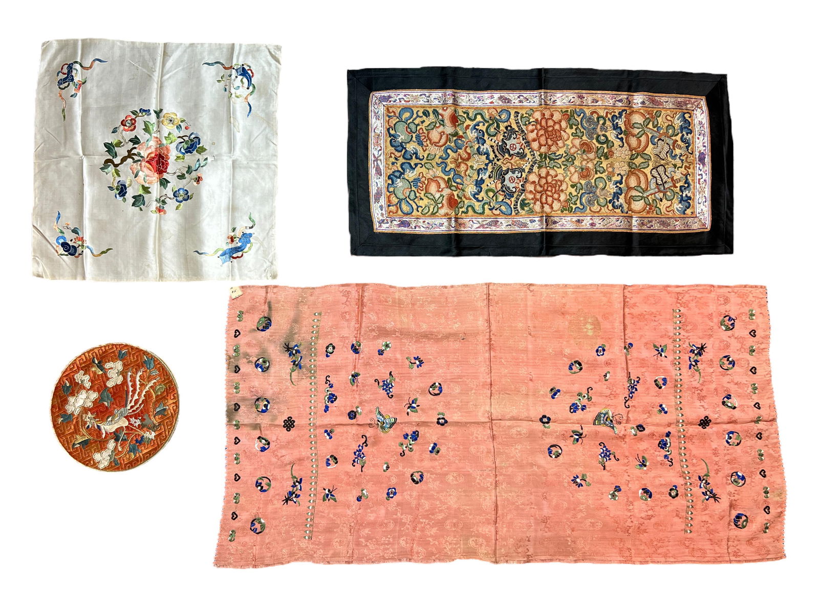Four Chinese Silk Embroidery Panels (1 of 7)