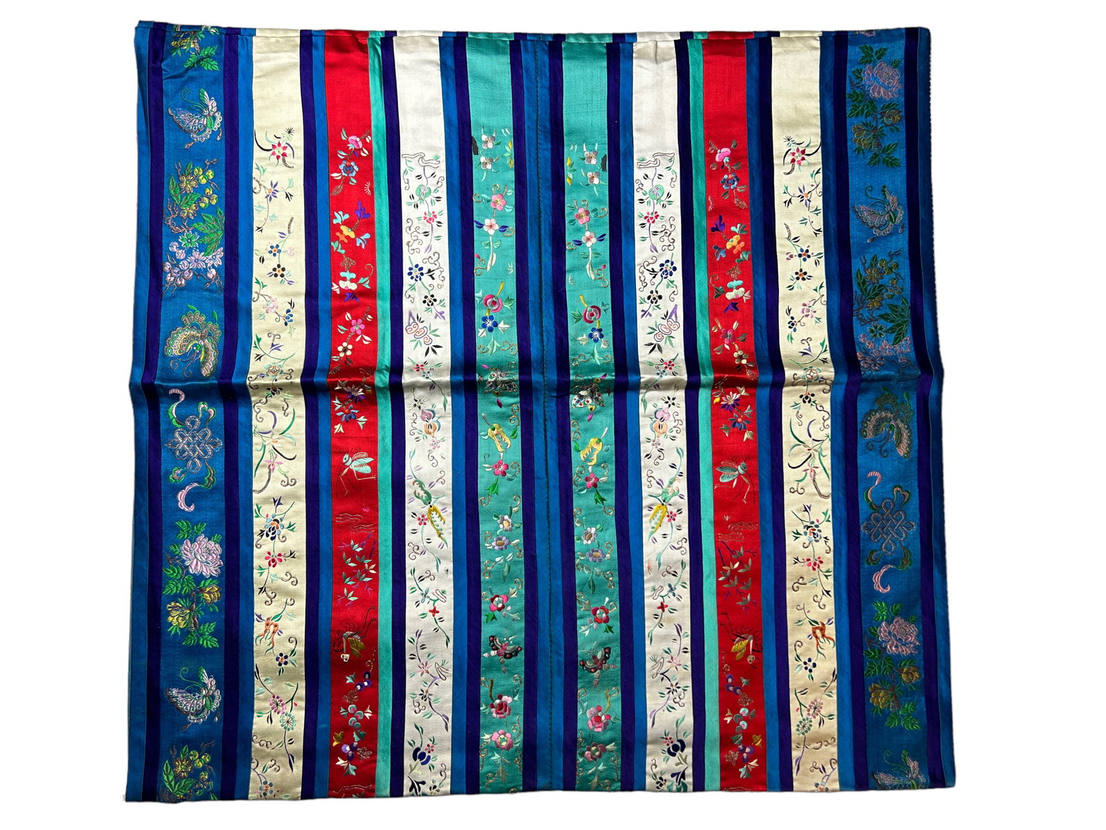 Chinese Silk Embroidery Panels: H : 20 1/2 in ( 52.07 cm ) W : 21 3/4 in ( 55.25 cm )