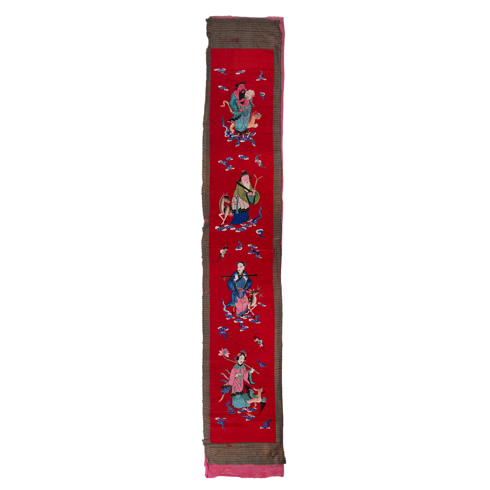 Long Chinese Red Silk Embroidery Panel (1 of 9)