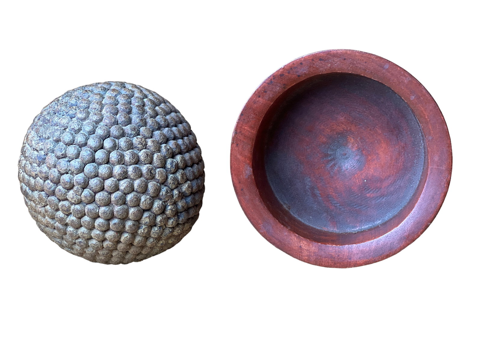 Iron Studded Ball With Stand: D: 4 1/4 in ( 10.80 cm )