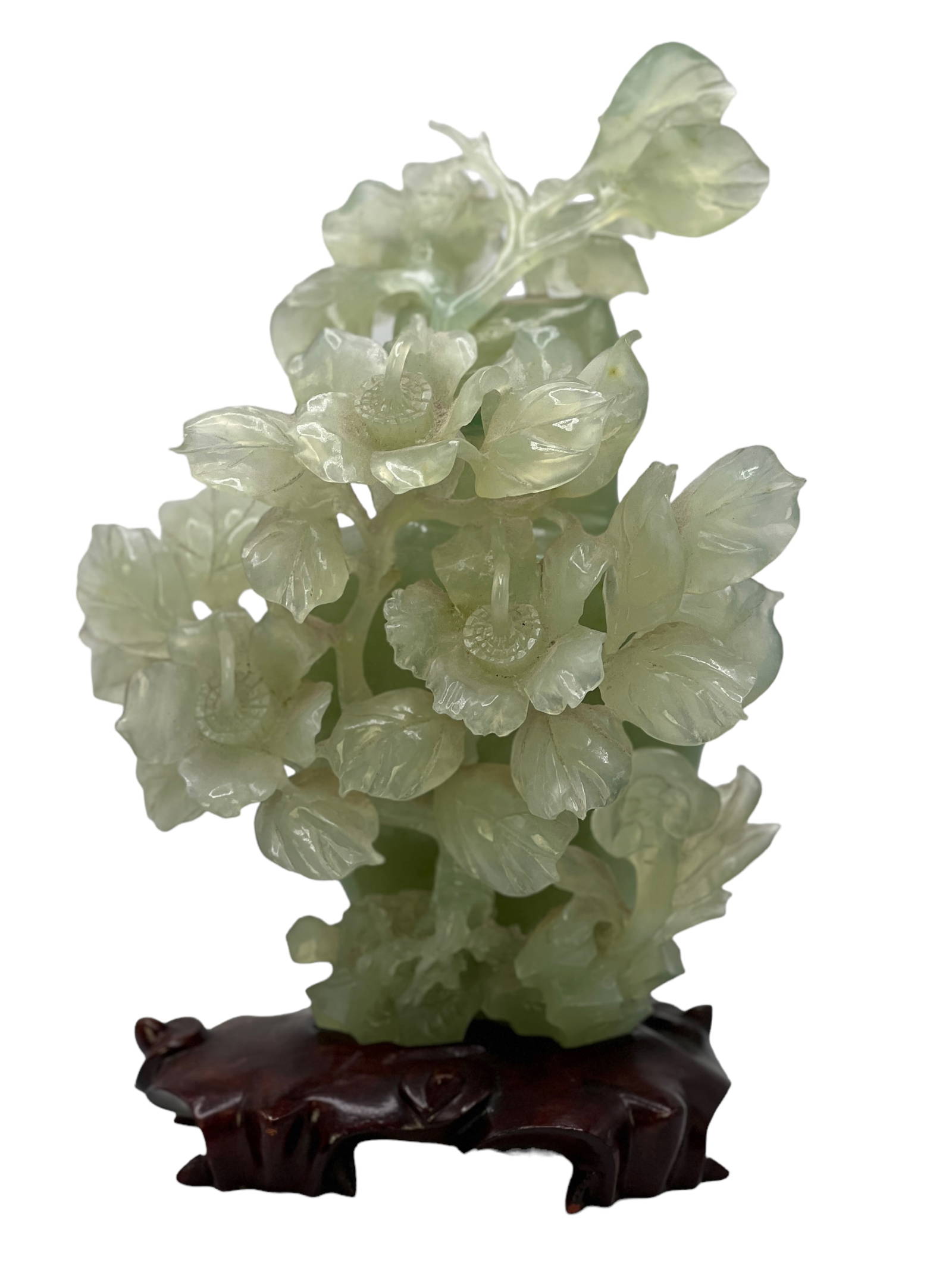 Carved Jade Tree Vase On The Stand Auction