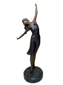 Art Deco Style Dancer Figurine Bronze Sculpture