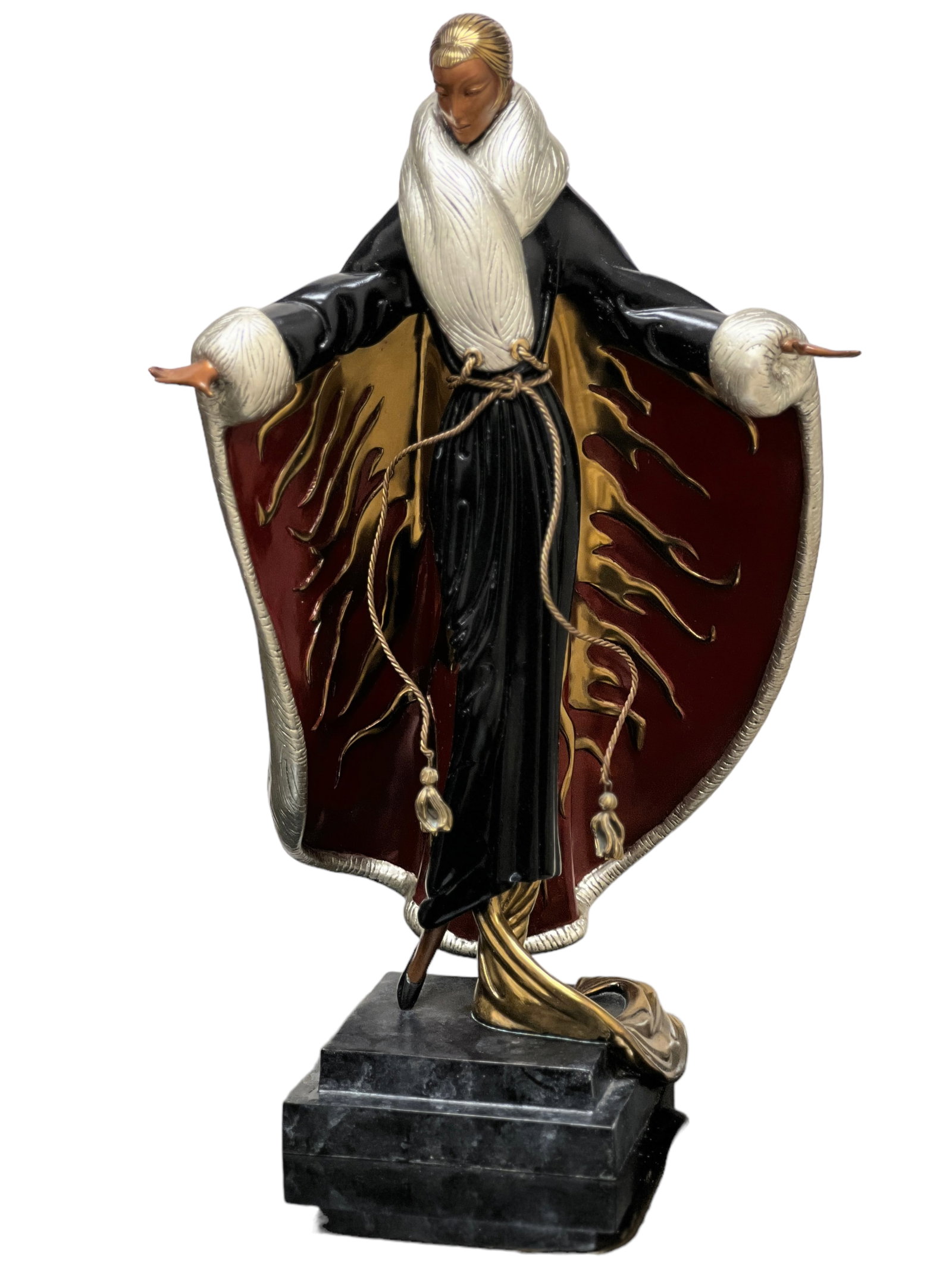 Erte (Romain de Tirtoff)Bronze Faubourg St. Honore: Romain de Tirtoff (Russian/French, 1892-1990). Cold painted and partial gilt bronze. Height : 20 1/2 inches