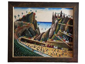 Prefate Duffaut 1923-2012 Haitian Village Painting
