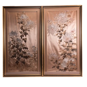 Pair Of Chinese Embroidery Panels
