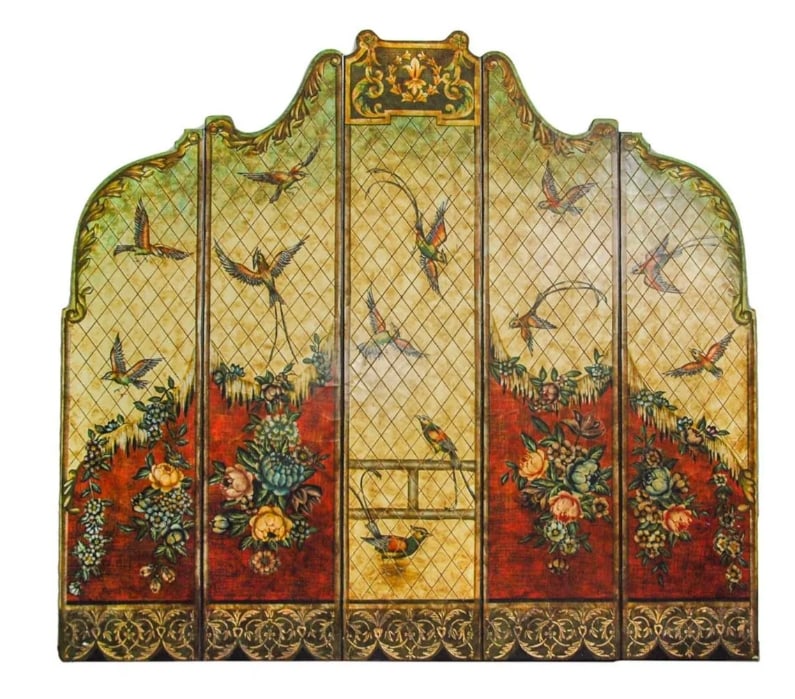 Painted Wood Hanging Headboard: Painted Wood Hanging Headboard H:55in(139.7cm) W:59in(149.8cm)