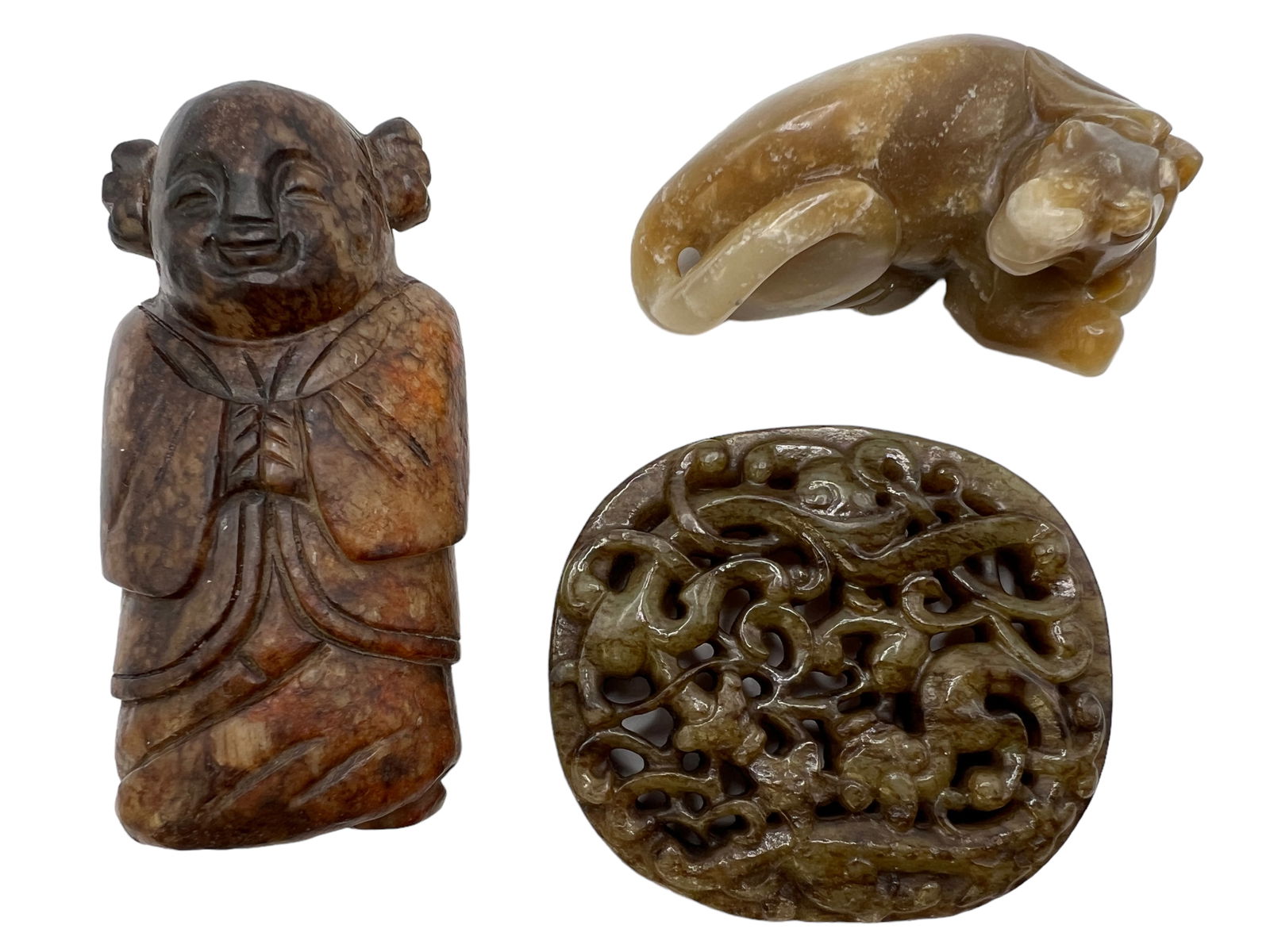 Three Chinese Celadon Jade / Stone Carvings (1 of 10)