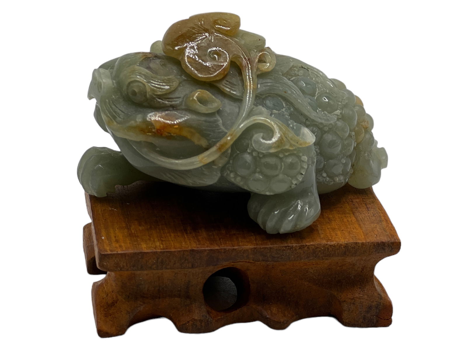 A Chinese Celadon Jade Carving with Stand (1 of 4)