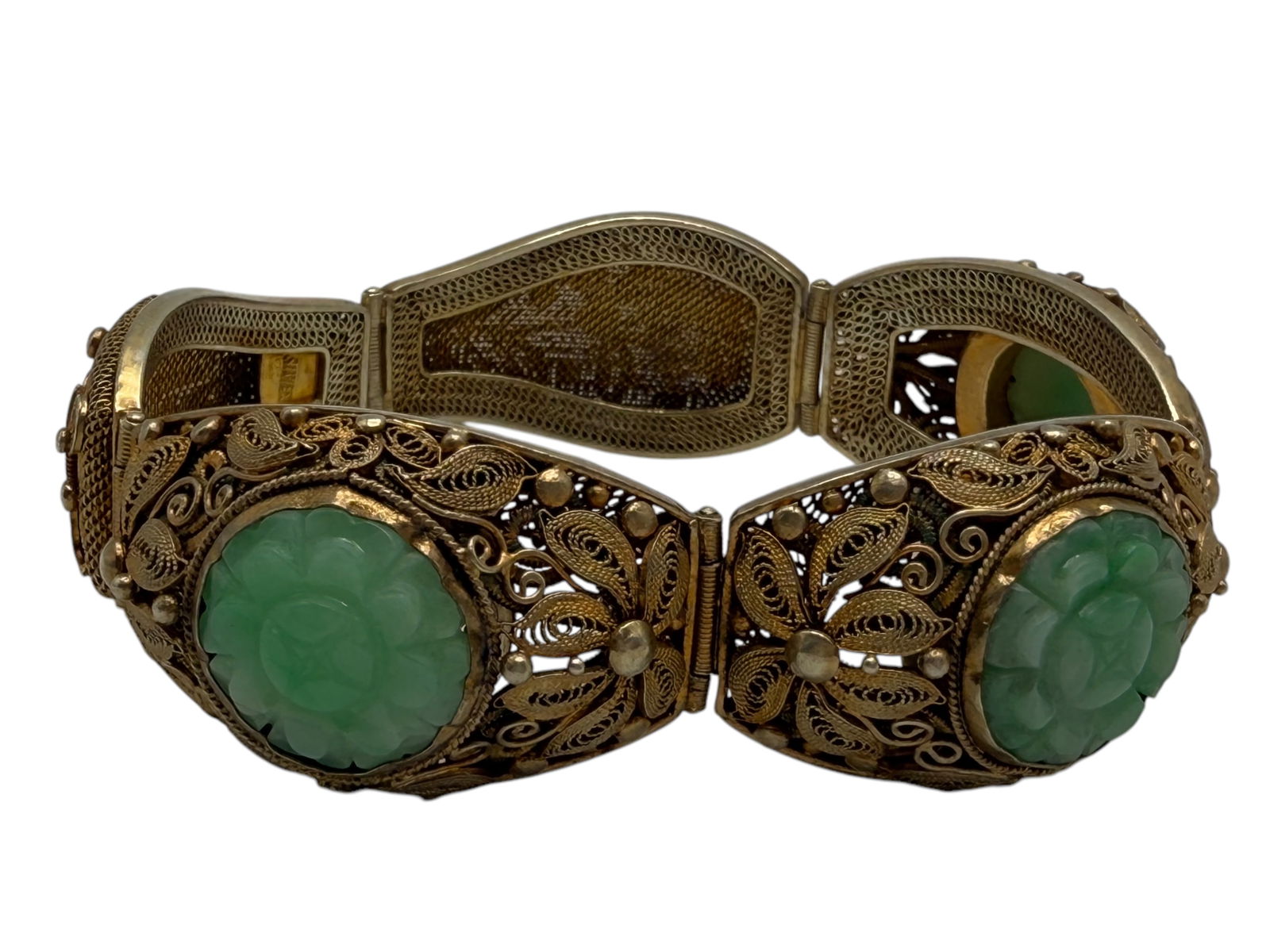 A Chinese Gilt  Plate Jade Bracelet (1 of 4)