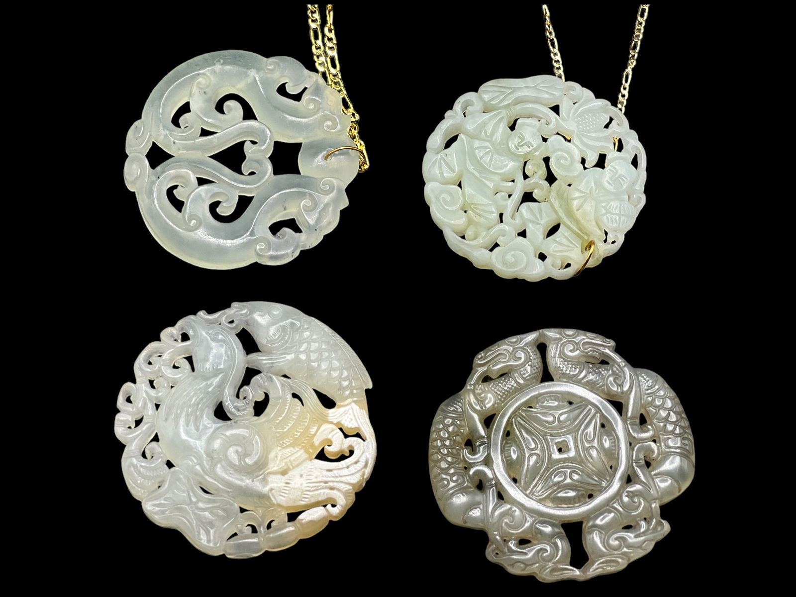Group of 4 Jade Carvings. Openwork Plaques (1 of 9)