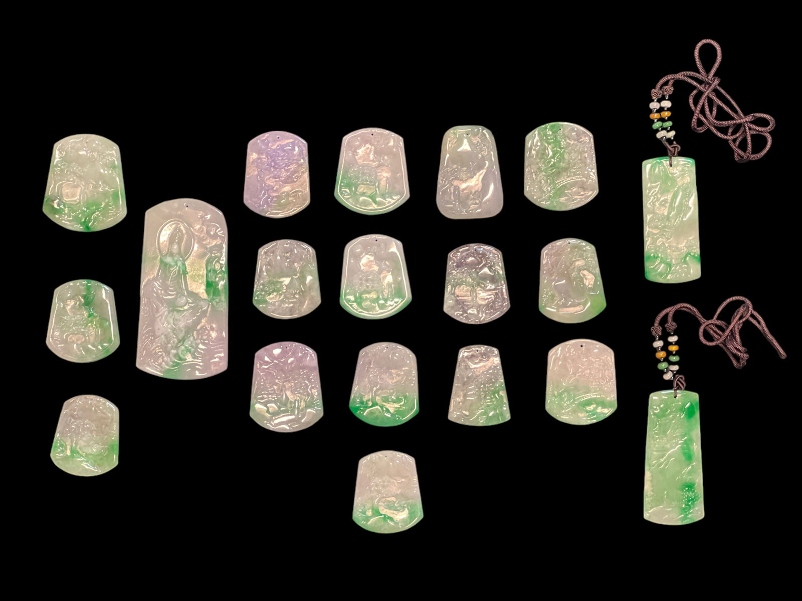 Group of 19 Jade / Green Stone Pendant, Plaque (1 of 5)