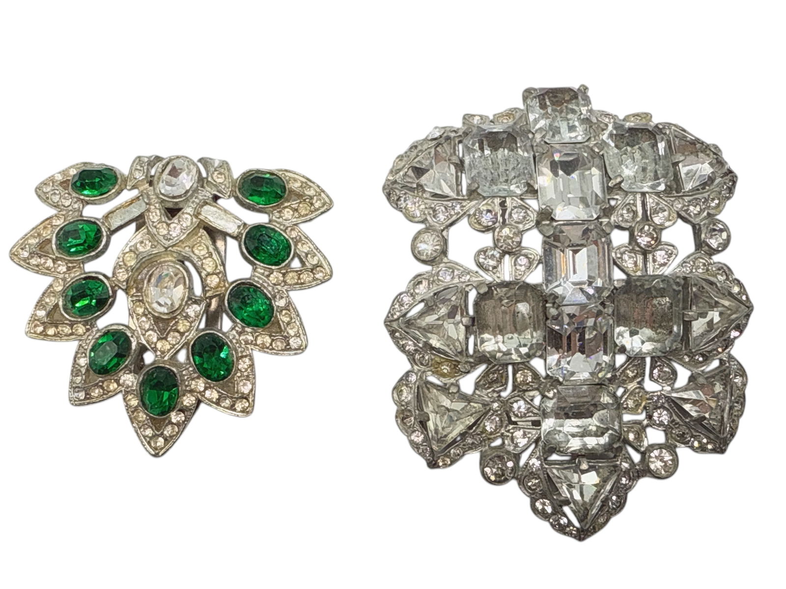 Two Vintage Rhinestone  Brooches, Signed (1 of 3)