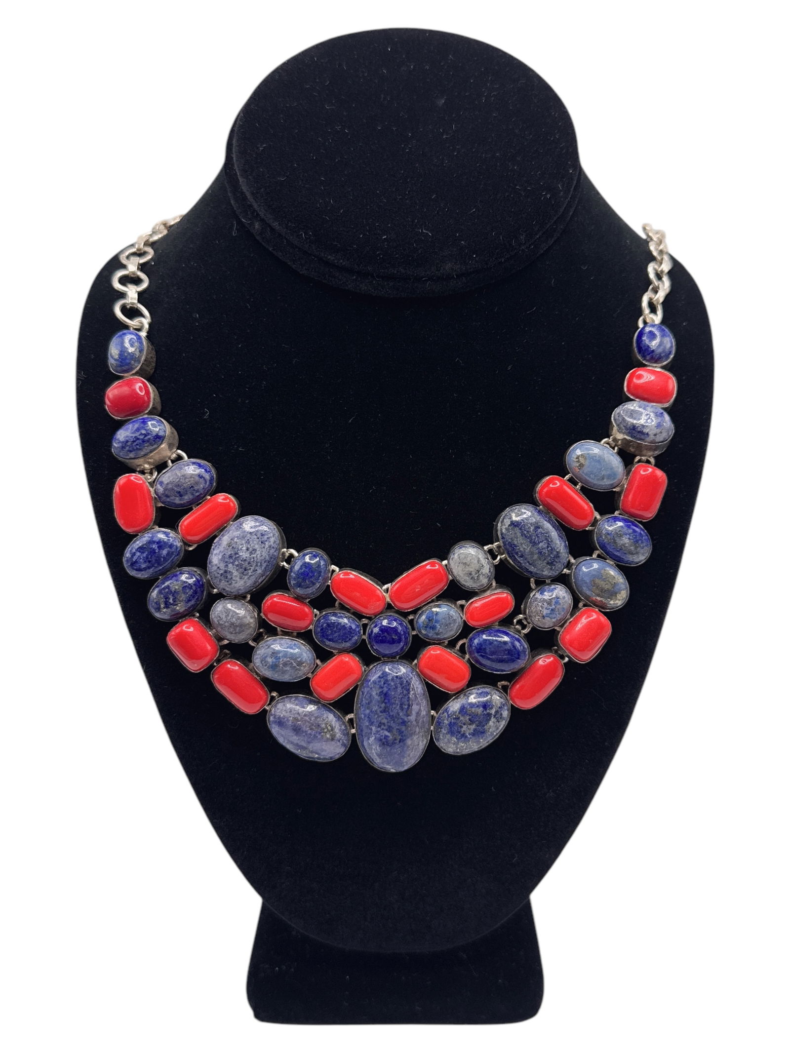 A Lapis Lazuli 925 Marks Sterling Silver Necklace (1 of 4)