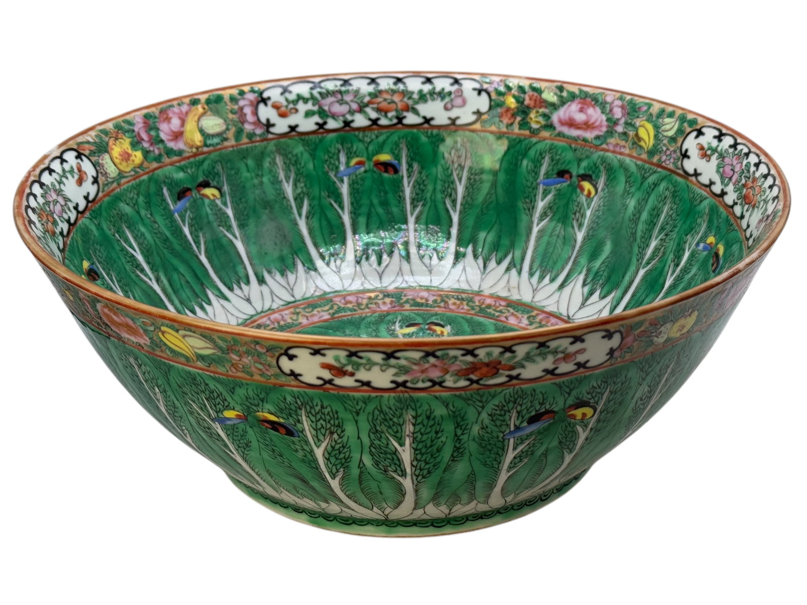Large Chinese Export Cabbage Leaf Punch Bowl (1 of 10)