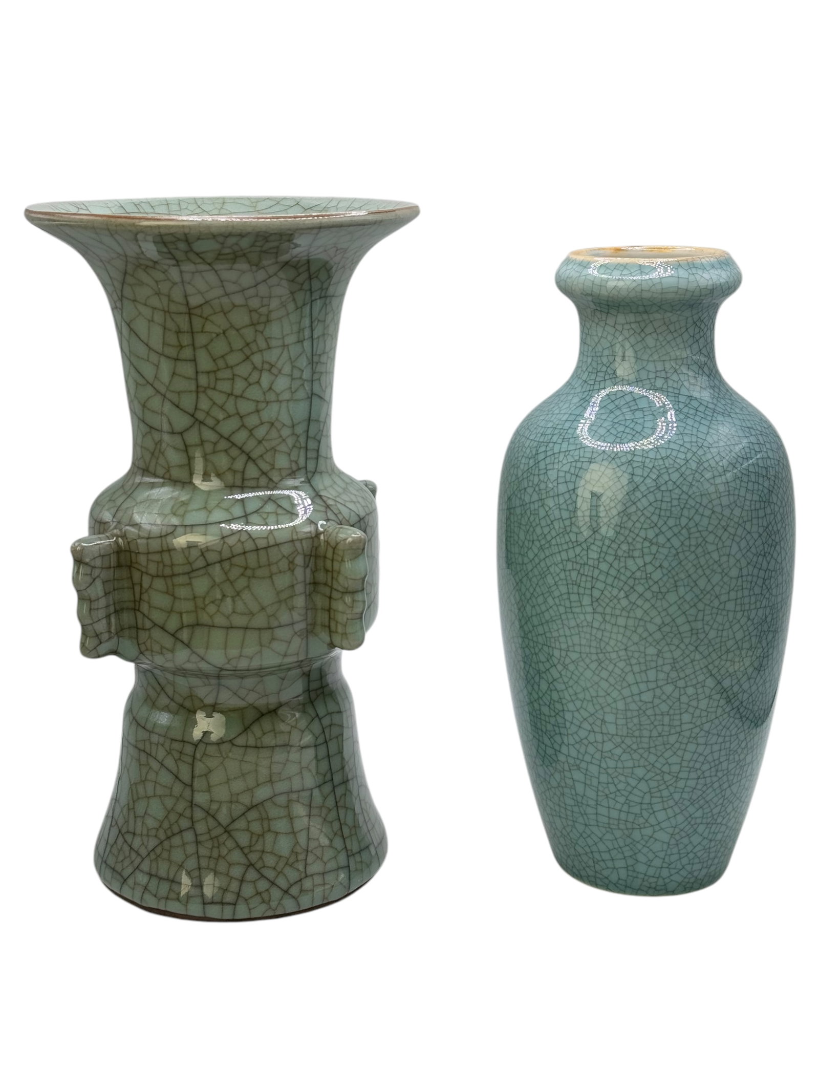 Two Chinese Song Style Crackle Vases: H : 9 in ( 22.86 cm ) W : 5 in ( 12.7 cm )