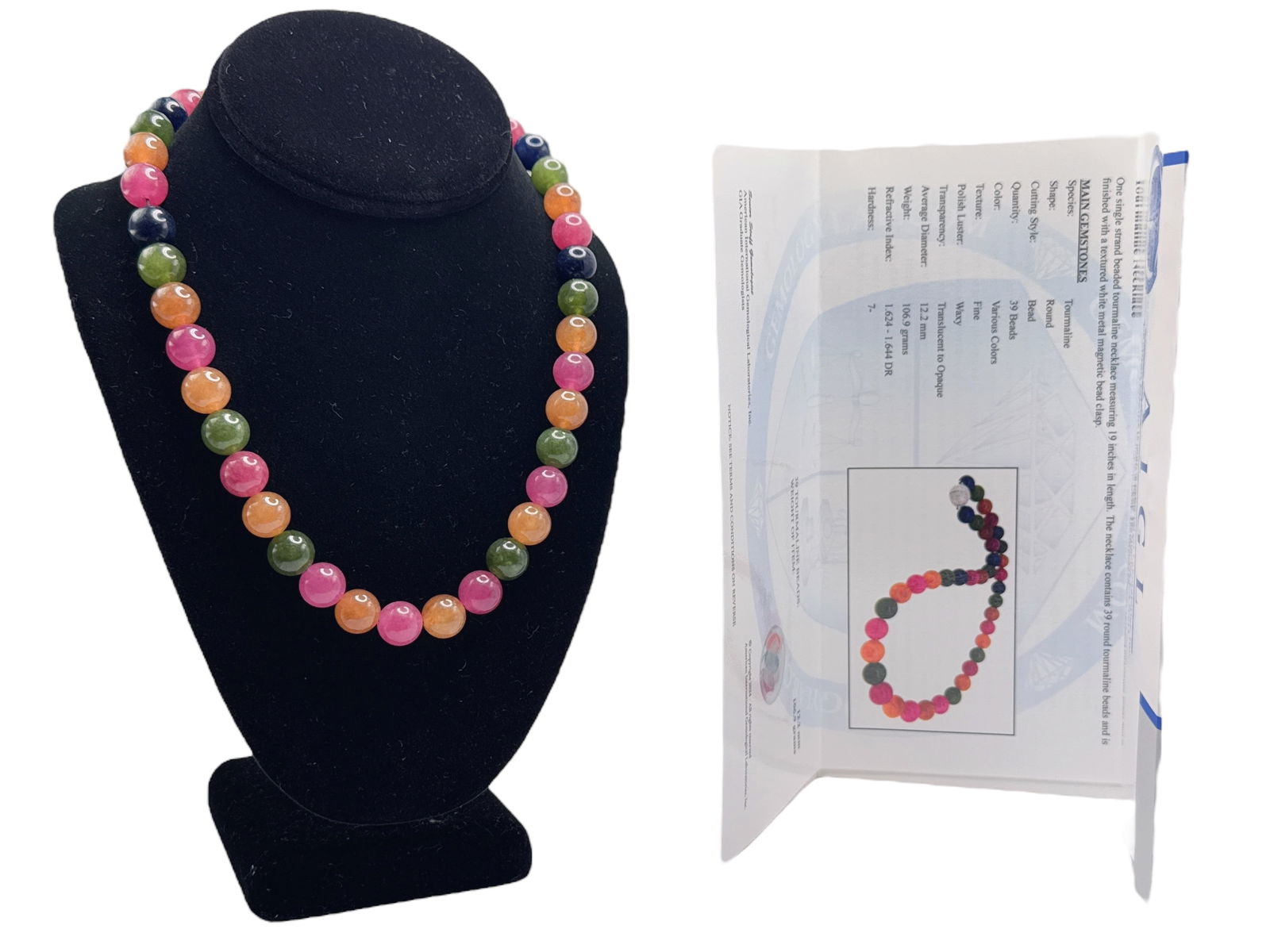AIGL Certification, Tourmaline Beads Necklace (1 of 5)