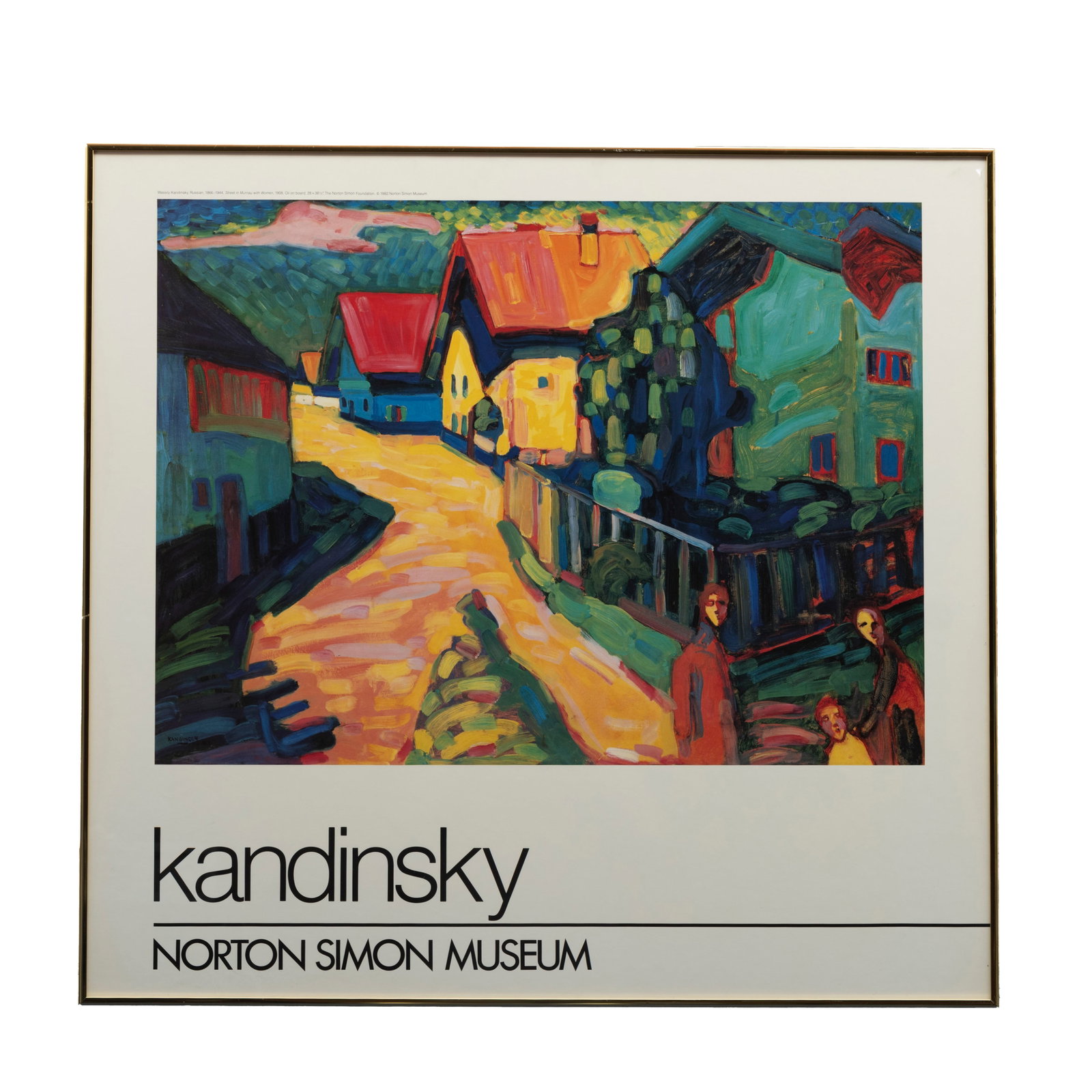 1982 Kandinsky Lithograph From Norton Simon Museum: 1982 Kandinsky Lithograph From Norton Simon Museum Poster "Street in Murnau With Woman" 1908 H: 32 1/4 inches W: 34 1/4 inches