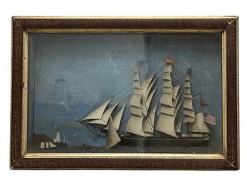 American Clipper Ship Diorama in Original Shadow