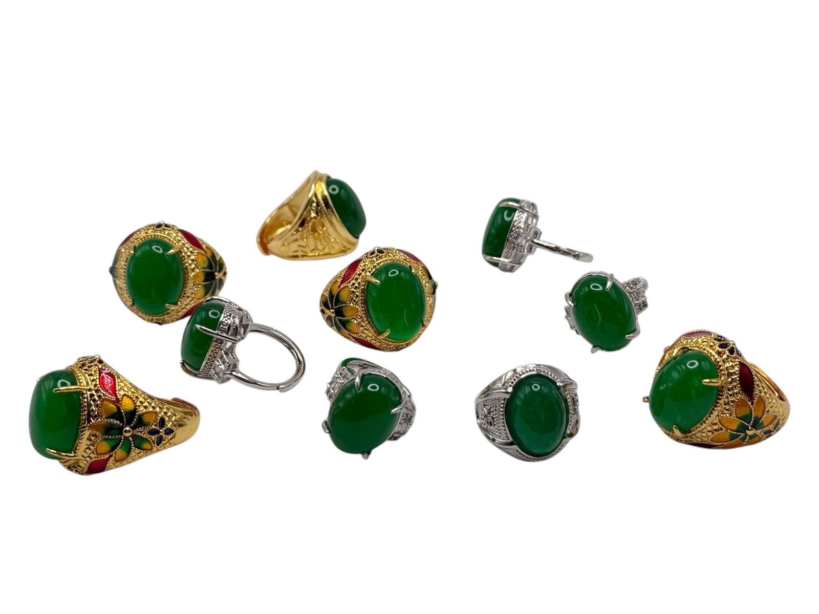 Group of 10 Chinese Jadeite / Stone Rings (1 of 6)