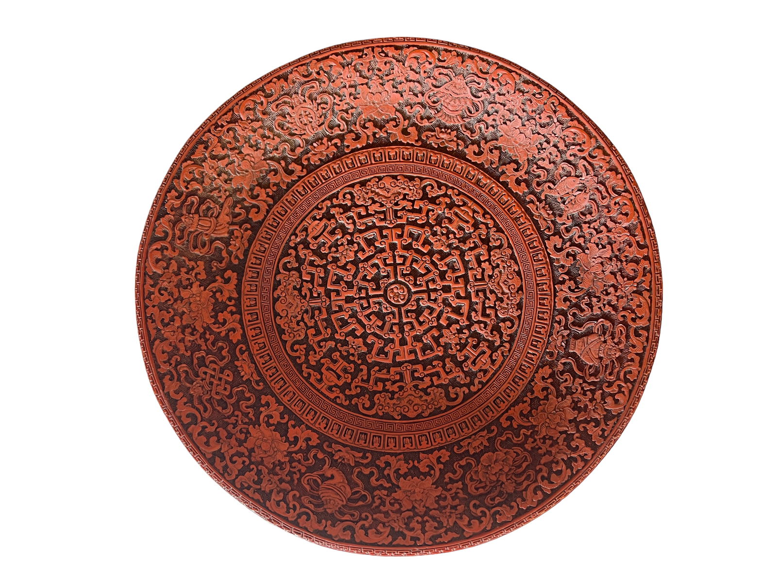 Chinese Cinnabar Lacquer Dish, Qianlong Marks (1 of 7)