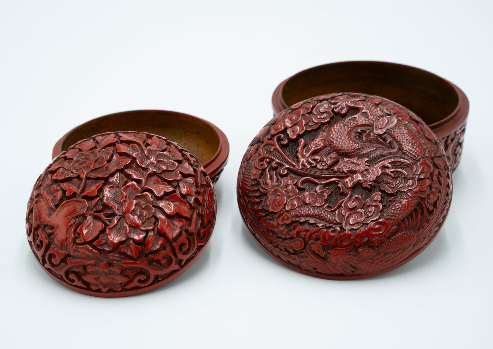 Two Chinese Carved Cinnabar Lacquer Boxes, Dragon (1 of 19)