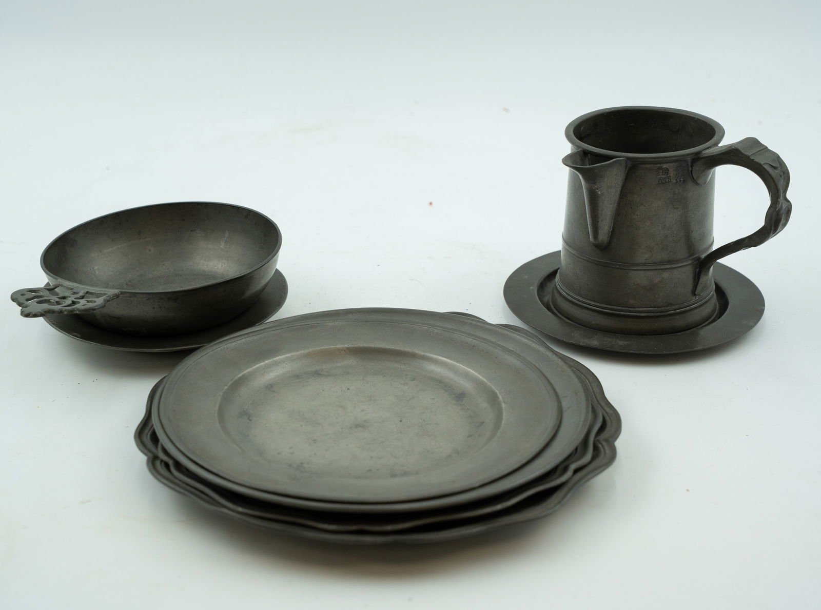 Antique Pewter Tableware Pieces – Plates, Cup, an (1 of 19)