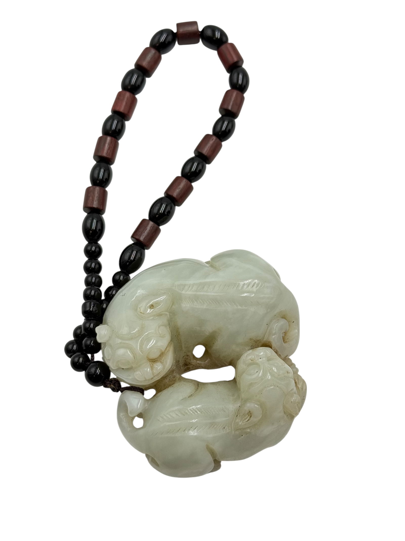 Jade Double Chilong Pendant with Bead String (1 of 5)