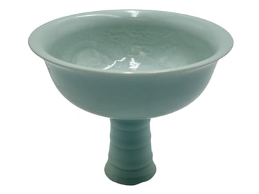 Celadon-Glazed Dragon High Foot Bowl