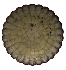 A Chinese Crackle Glazed Chrysanthemum Dish