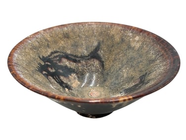 A Jian Ware Tea Bowl with Black Glaze and Hare’s F