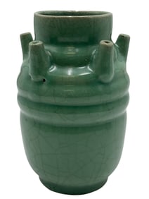 Celadon-Glazed Arrow Vase with Crackle Finish