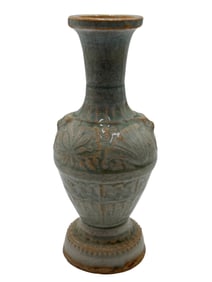A Celadon-Glazed Vase with Molded Lotus Vase