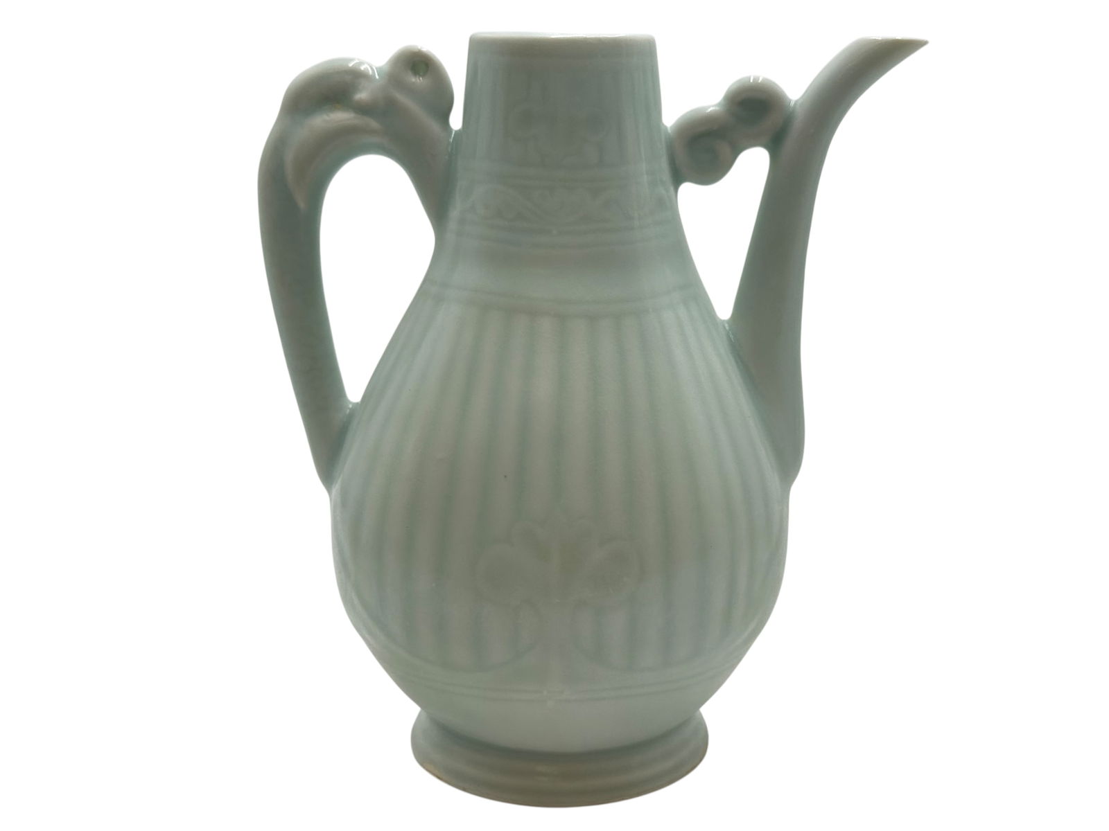 Celadon-Glazed Ewer with Molded Vertical Flutes an (1 of 5)