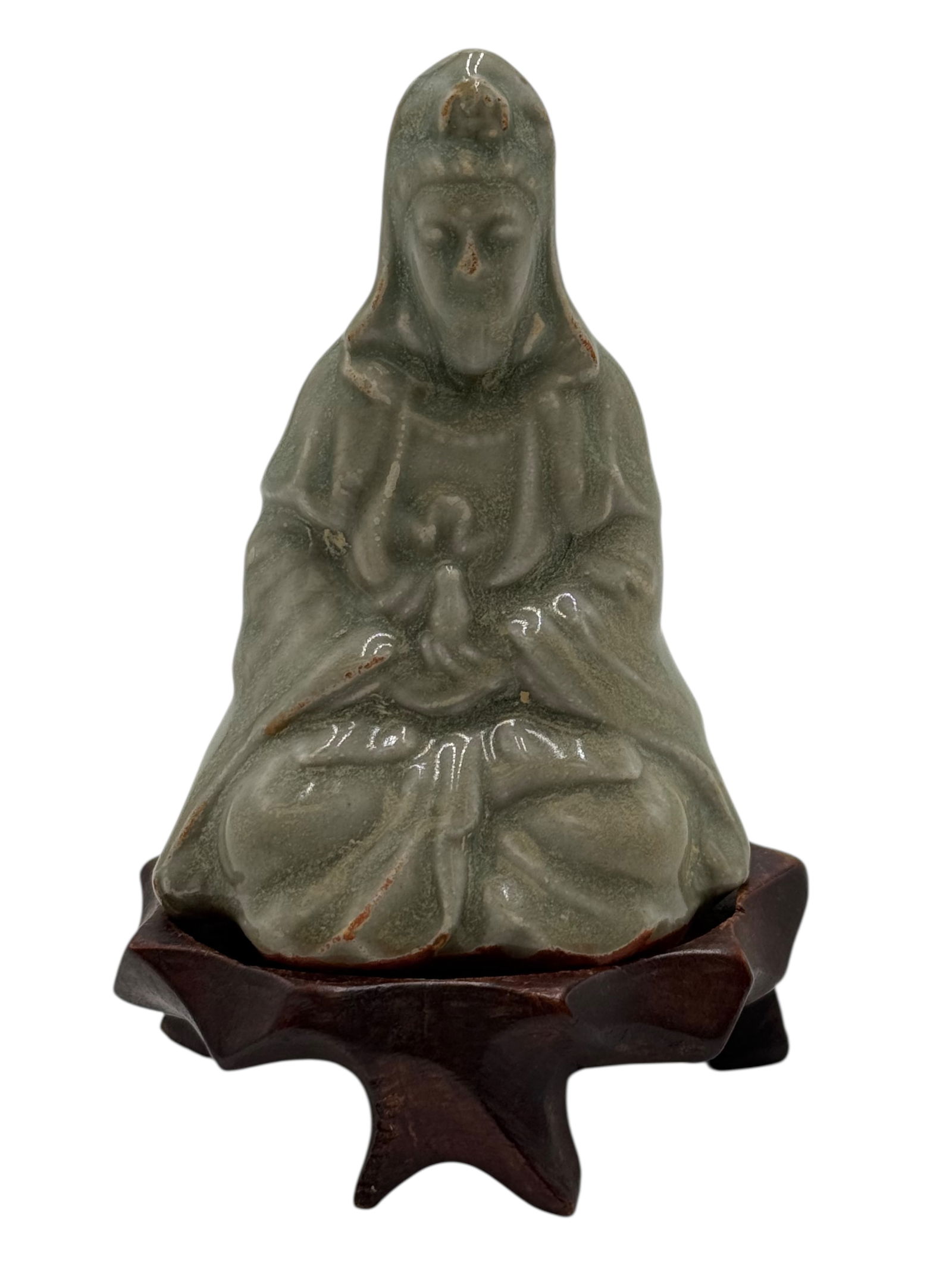 A Chinese Celadon FIgure of GUANYIN With Stand (1 of 7)
