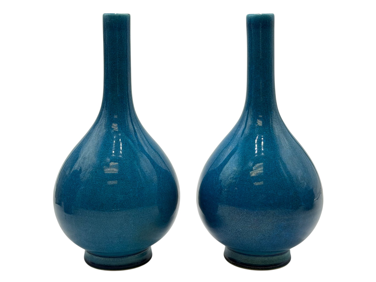 Pair of Blue Glazed Long-Neck Vases (1 of 7)