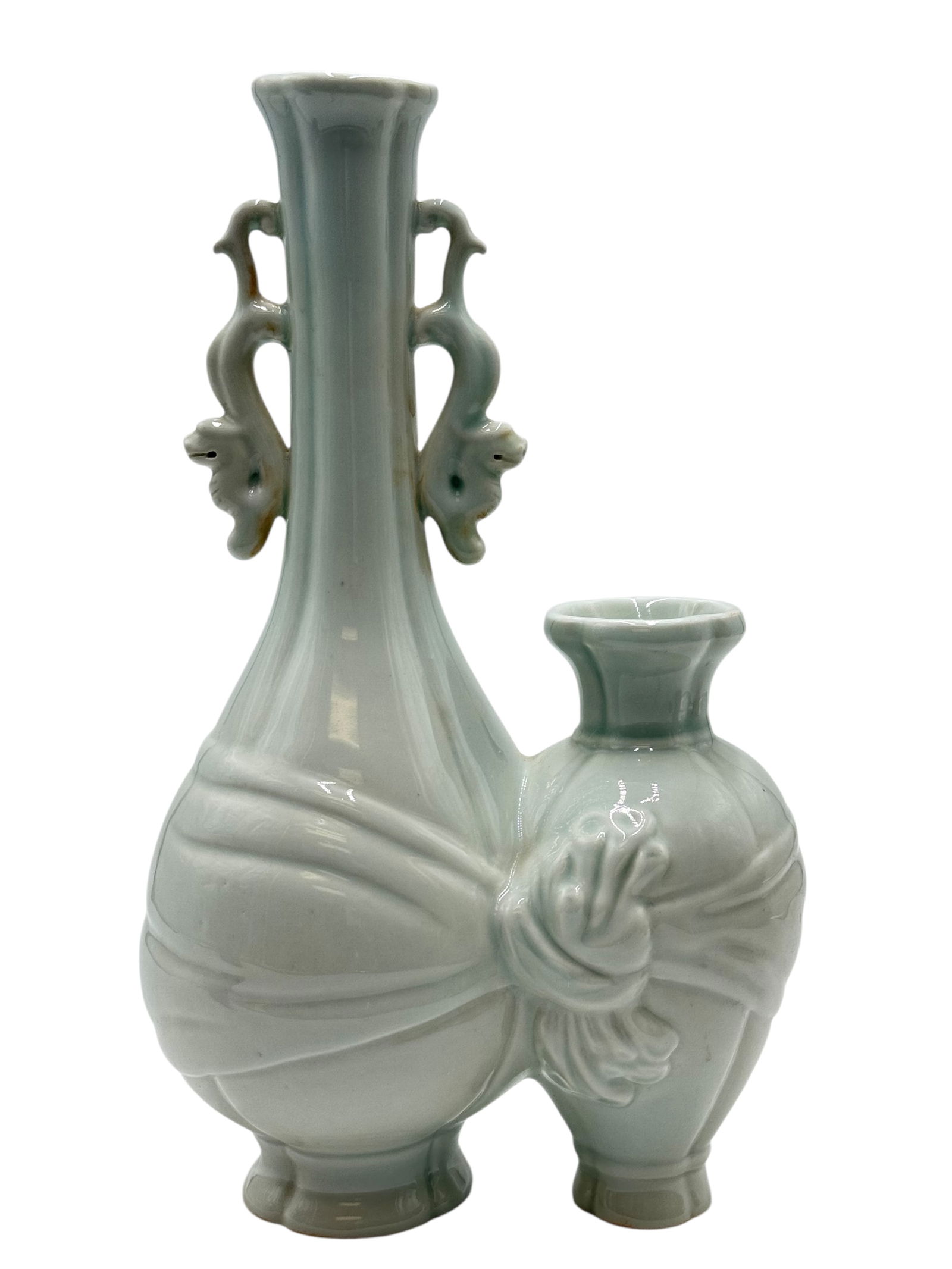 Celadon Double-Gourd Vase with Ribbon and Phoenix (1 of 8)